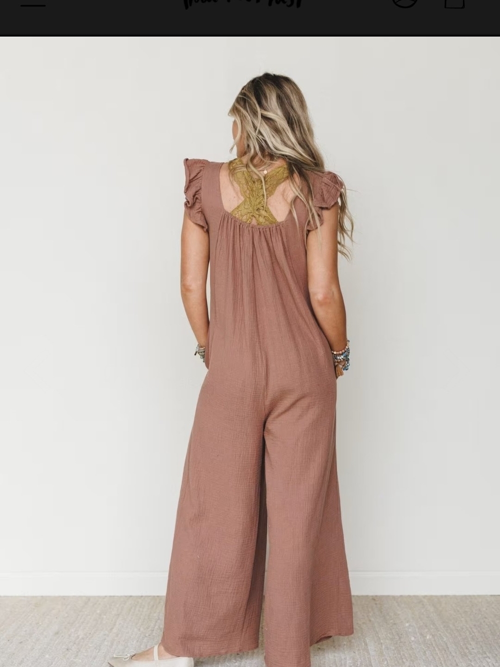 BUCKETLIST Wide-Leg Ruffle Strap Jumpsuit in Rose - Picture 3 of 3